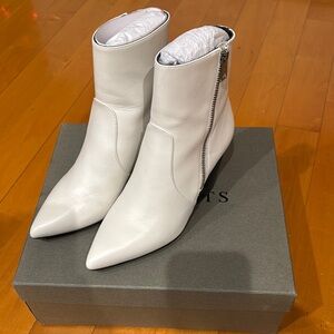 AllSaints Aster Calf White Leather Ankle Boots